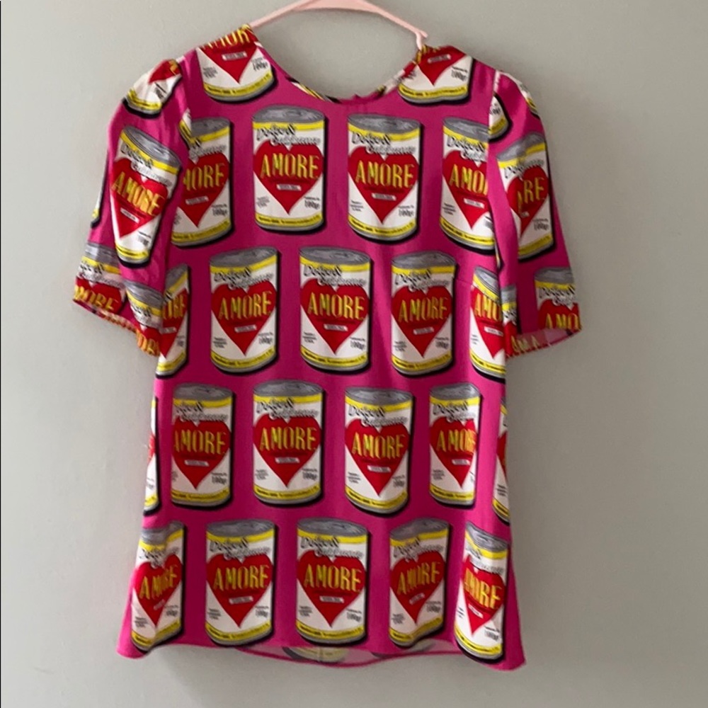 Dolce & Gabbana Amore Tin Print Top -Dark Pink